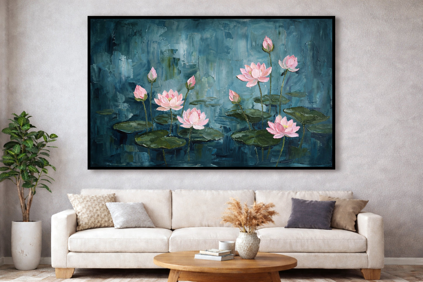 Blushing Lotuses Tranquil Waters