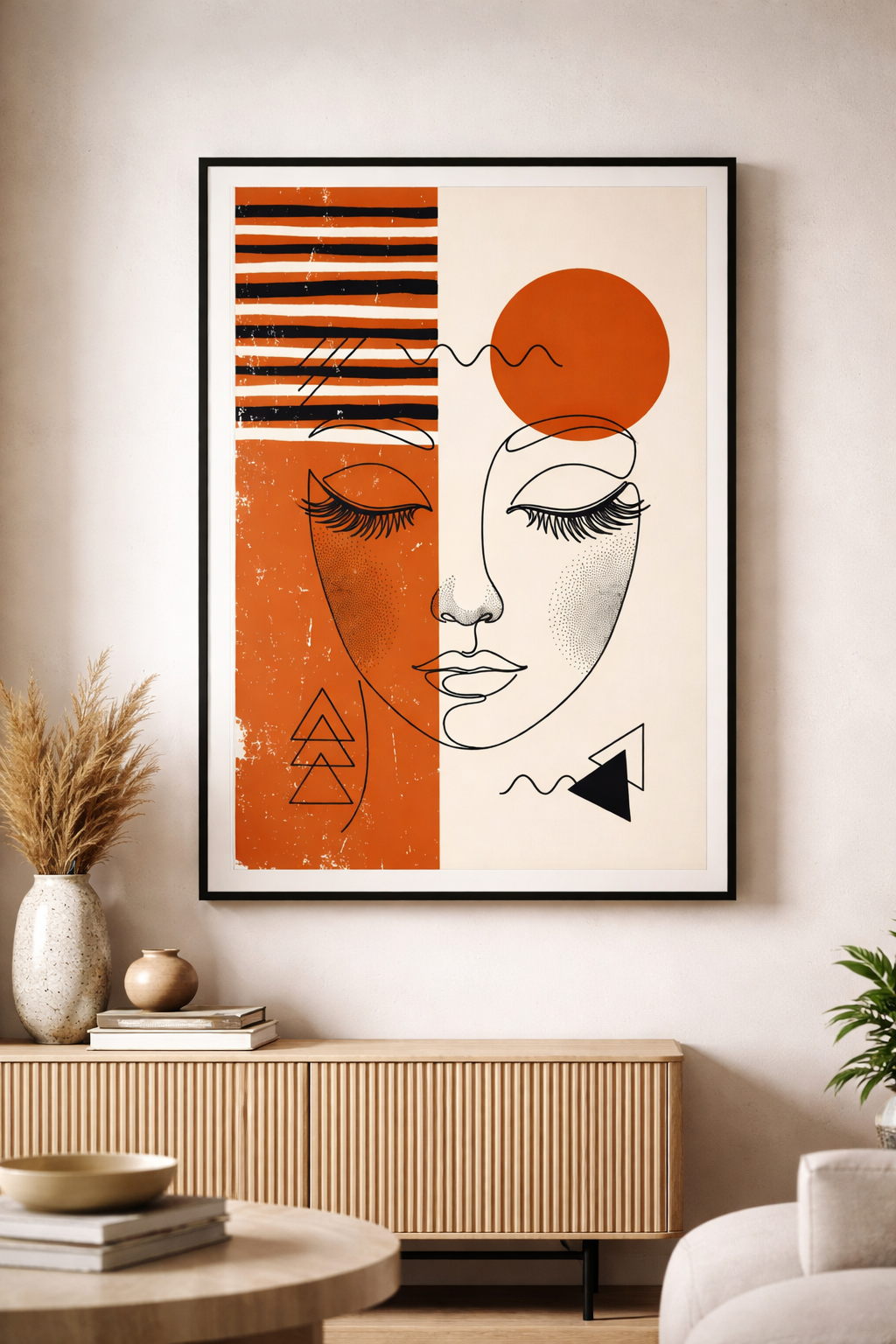 Abstract Dual Face Line Art
