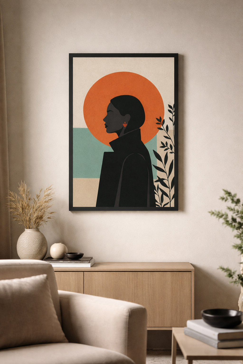 Modern Sunset Woman Silhouette
