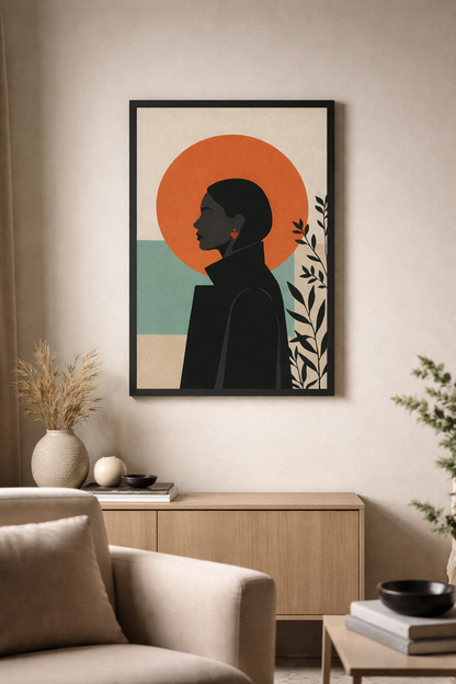 Modern Sunset Woman Silhouette