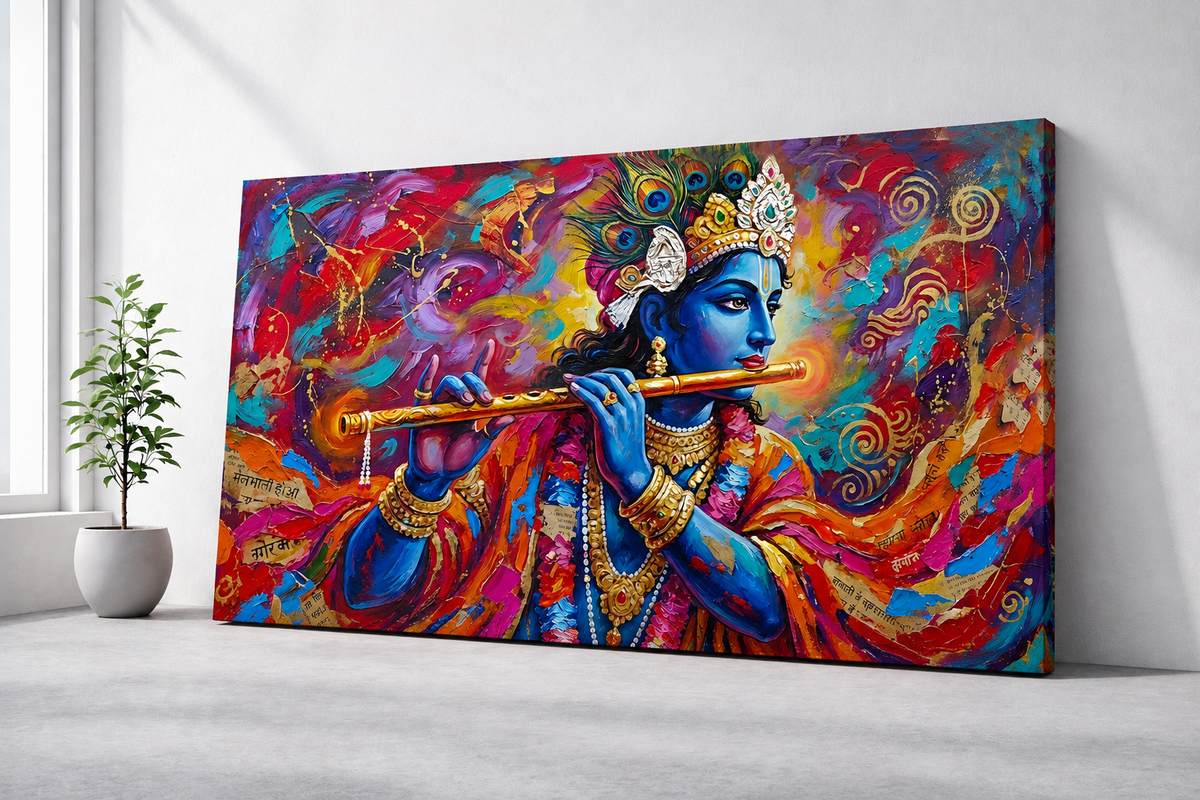 Divine Krishna Artistic Wall Painting