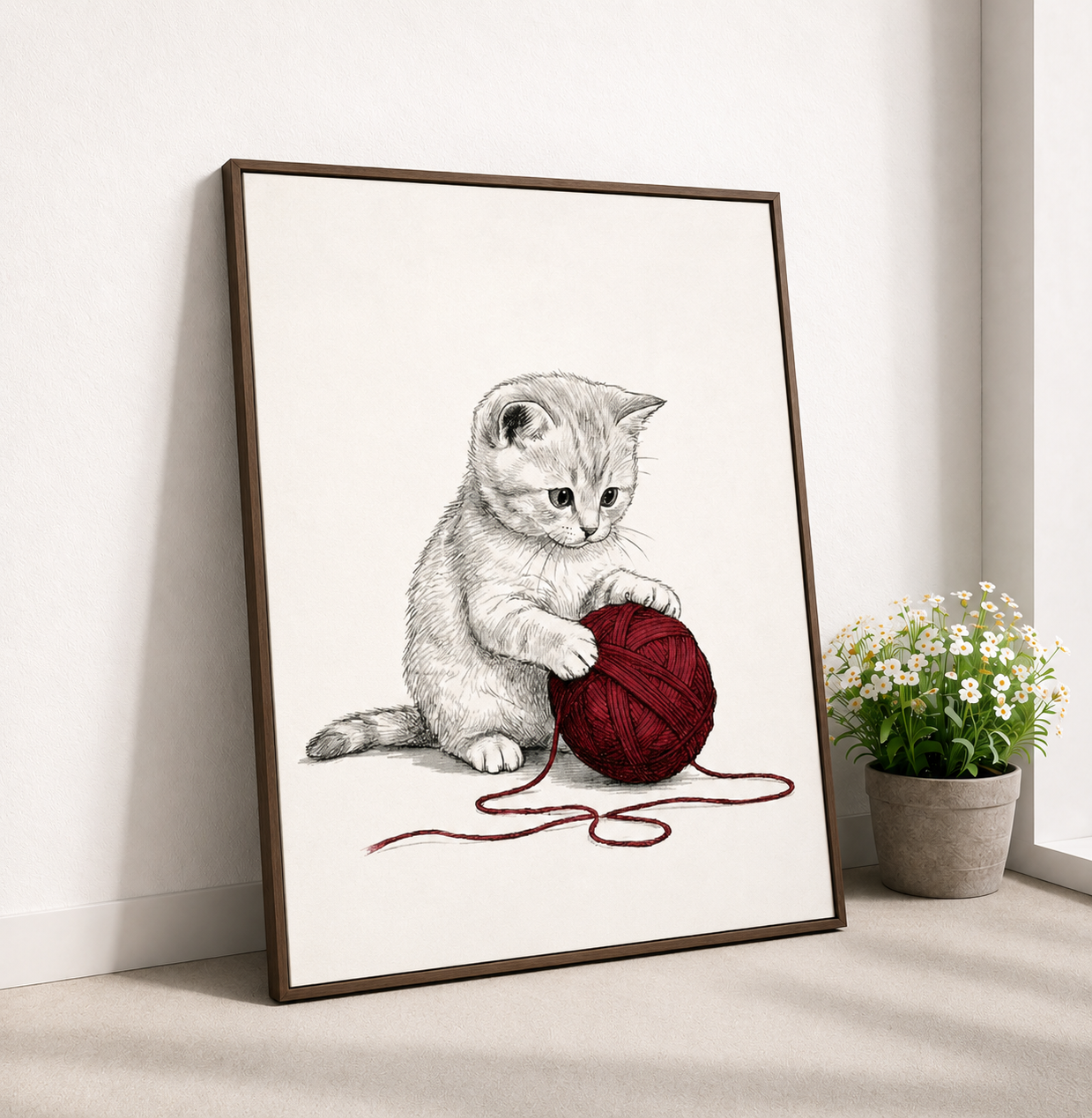 Adorable Kitten Yarn Artwork