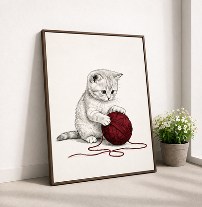Adorable Kitten Yarn Artwork