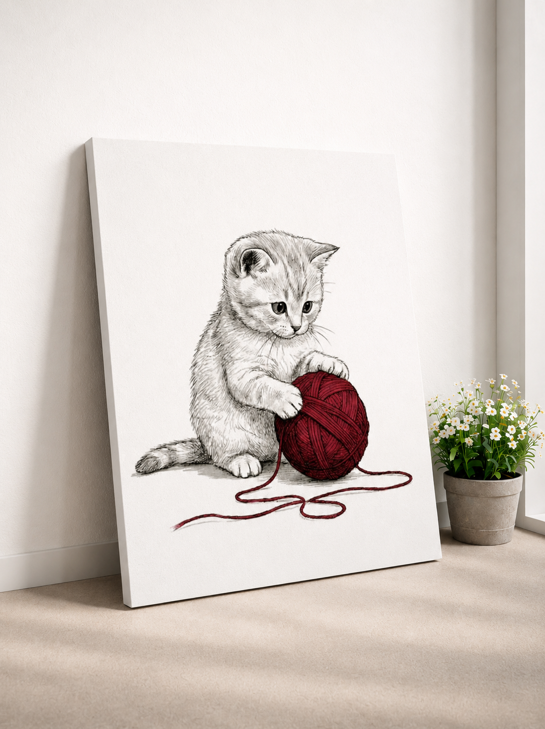 Adorable Kitten Yarn Artwork