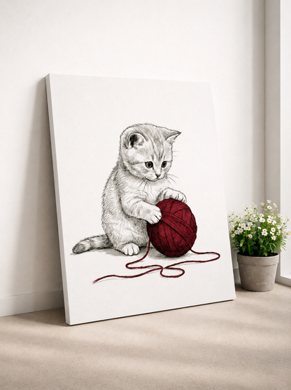 Adorable Kitten Yarn Artwork