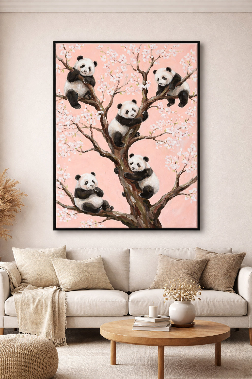 Cute Panda Blossom Tree Wall Art