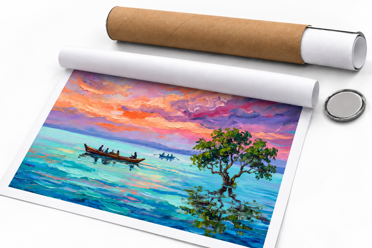 Tranquil Lakeside Sunset Wall Art