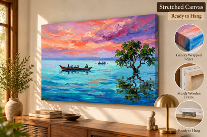 Tranquil Lakeside Sunset Wall Art