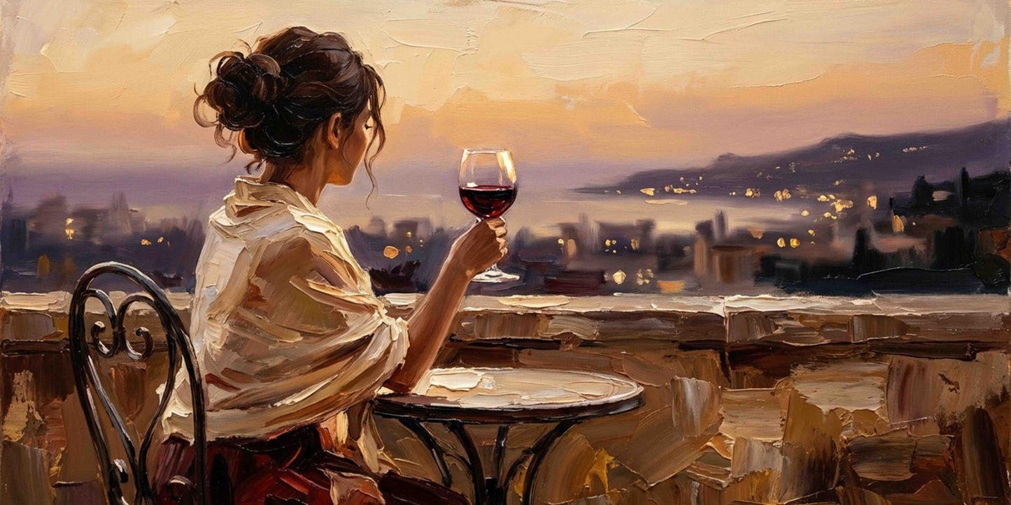 Elegant Evening Wine Terrace Wall Art